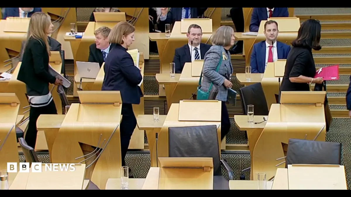 Reform UK MSPs jeered as they walk out of Scottish independence debate at Holyrood