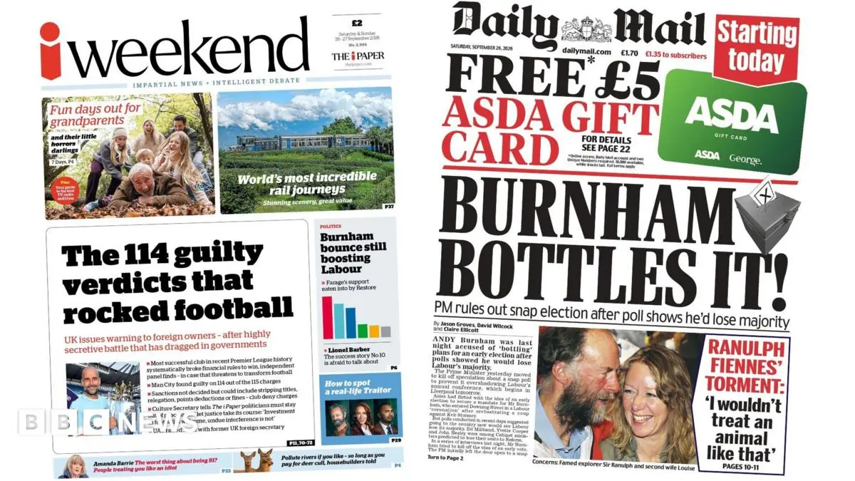 The Papers: 'Verdicts that rocked football' and 'Burnham bottles it'